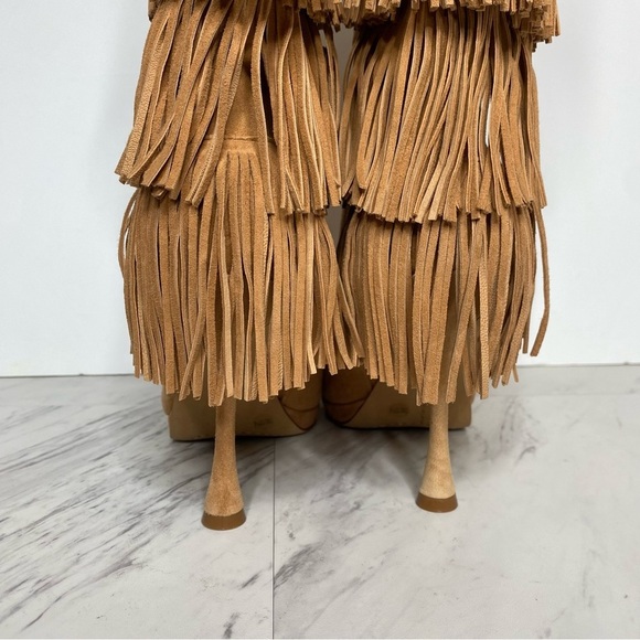 Vince Camuto Panaryaz Light Brown Suede Fringe Embellished Tall Boot 7M - Picture 4 of 15